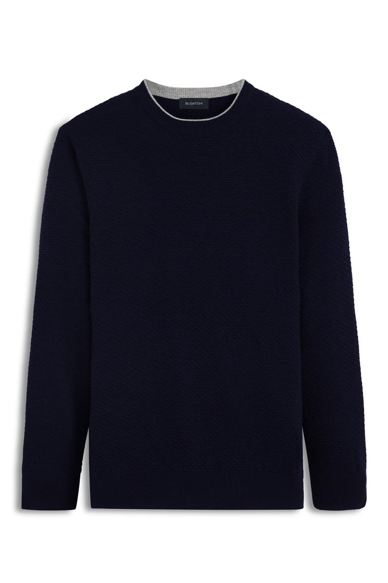 Merino Wool & Cashmere Blend Waffle Stitch Sweater, Alternate, color, NAVY