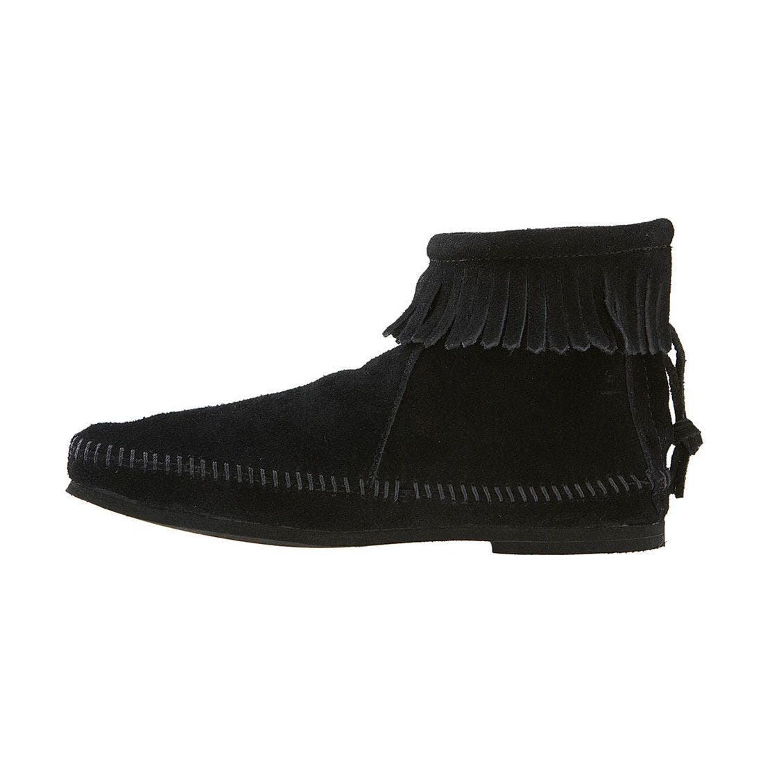 Fringed Short Boot, Alternate, color, BLACK