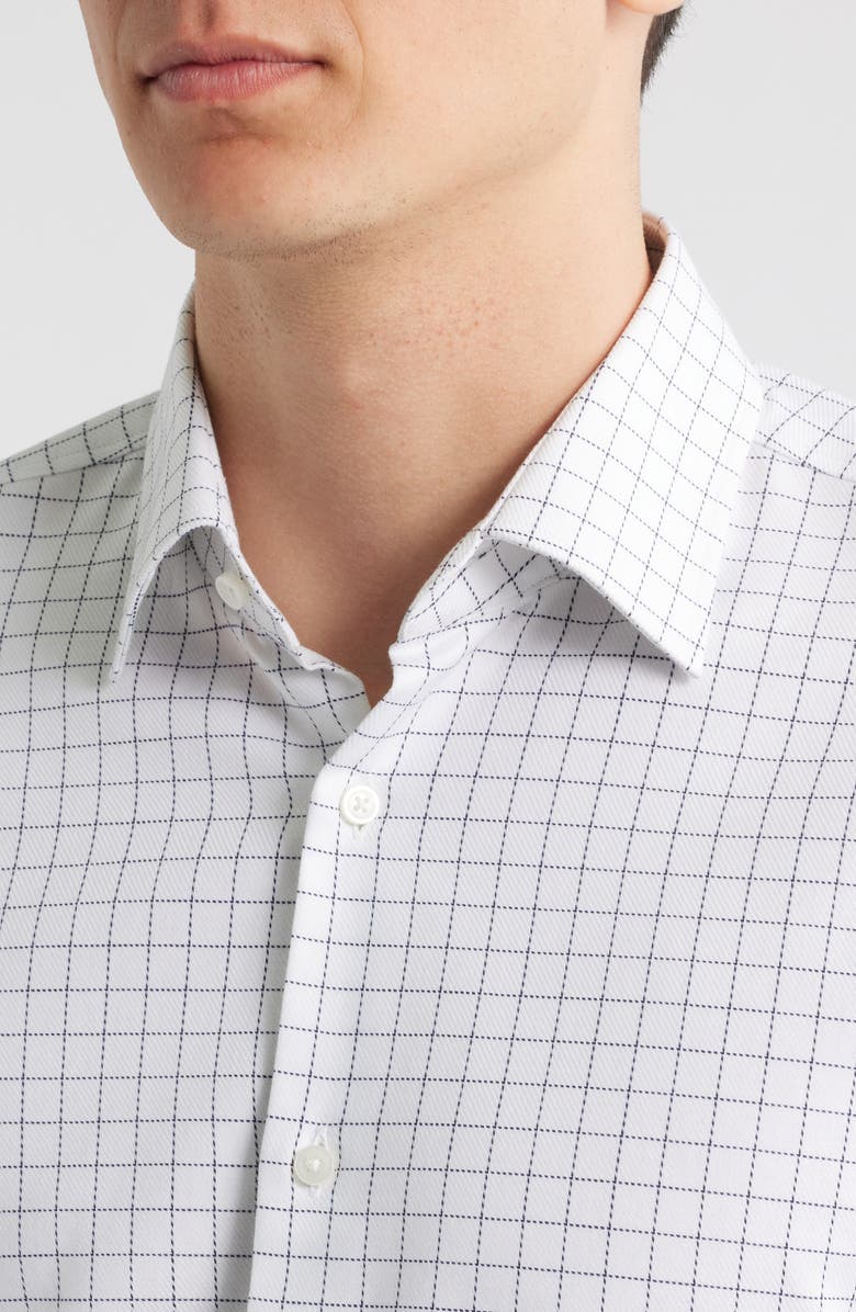 BOSS Hank Kent Slim Fit Check Stretch Cotton Dress Shirt, Alternate, color, Open White