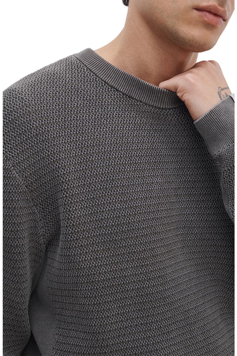 Caden Washed Cotton Blend Sweater, Alternate, color, CHARCOAL GREEN