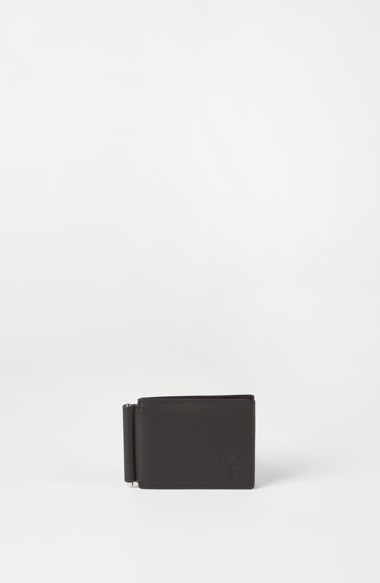 Brunello Cucinelli Calfskin money clip wallet, Alternate, color, Chocolate