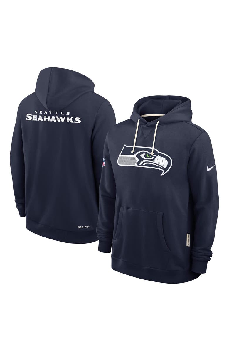 Nike Men's Nike College Navy Seattle Seahawks Sideline Standard Issue Initial Home Dri-FIT Hoodie, Alternate, color, College Navy
