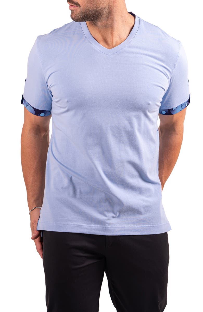 Maceoo Vivaldi Sky Blue V-Neck Cotton T-Shirt, Alternate, color, Blue