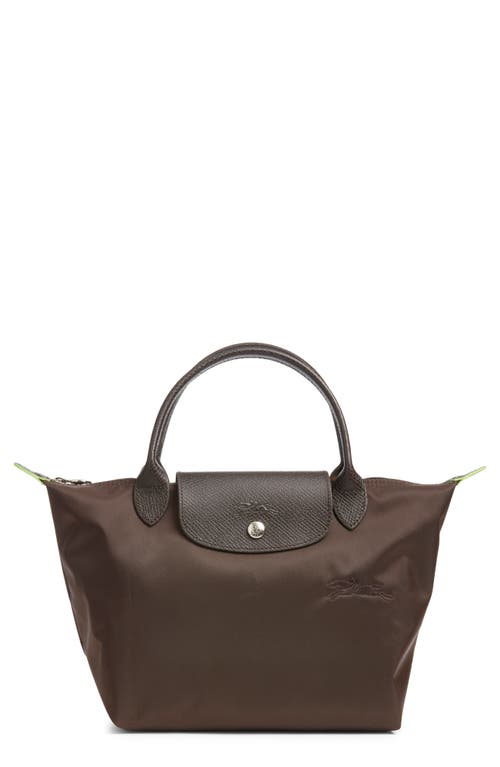 Longchamp Le Pliage Green Recycled Canvas Top Handle Bag In Brown