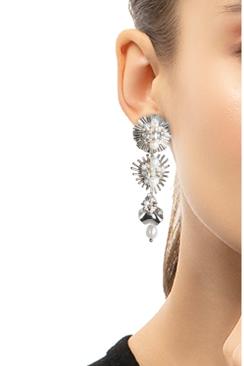 Carissa Drop Earrings, Alternate, color, SILVER
