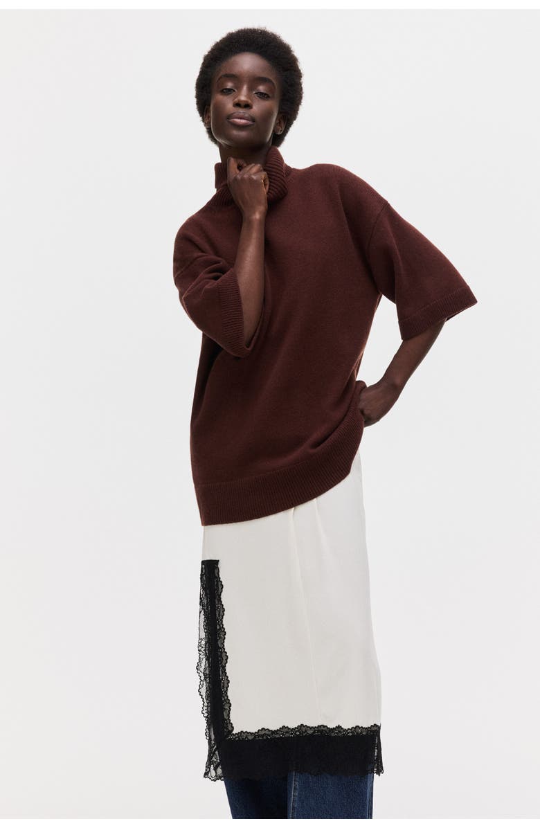 H&M Roll-neck Wool Jumper, Alternate, color, Dark Rust Brown