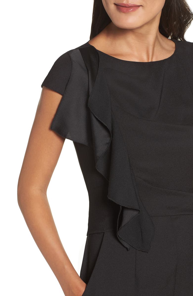 Eliza J Ruffle Sleeve Crepe Jumpsuit, Alternate, color,