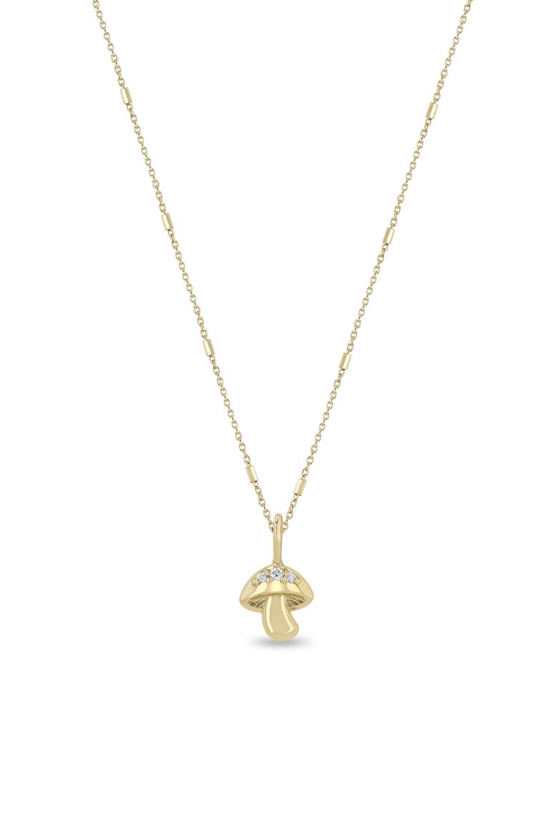 3D Diamond Mushroom Charm, Alternate, color, YELLOW GOLD
