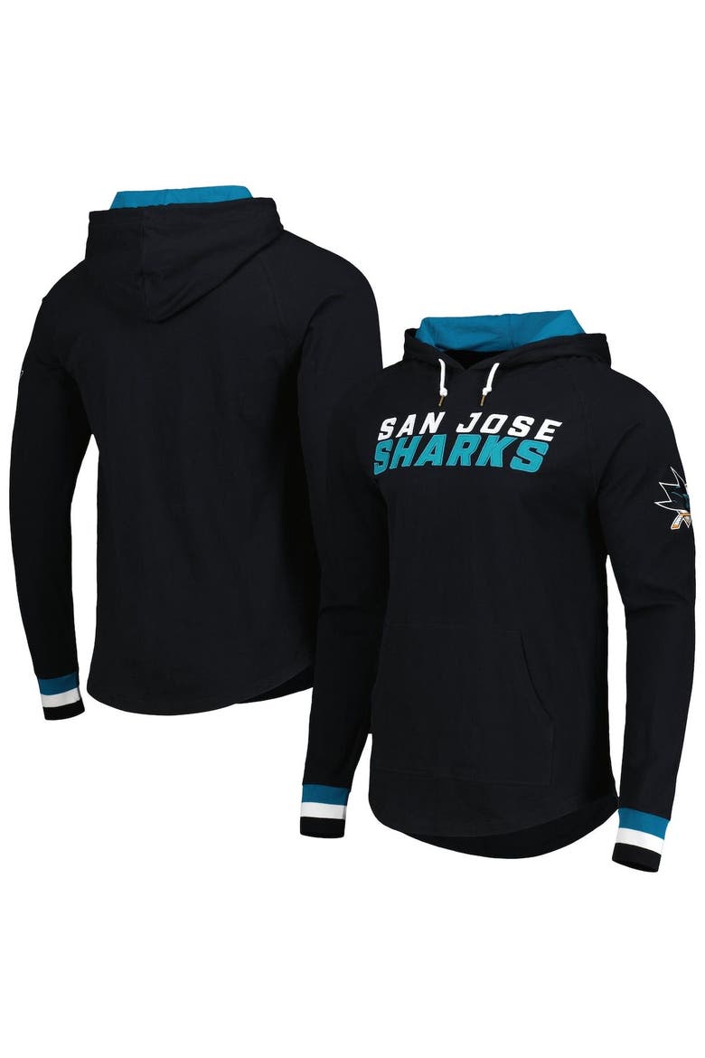 Men's Mitchell & Ness Black San Jose Sharks Legendary Slub Hoodie Long Sleeve T-Shirt, Main, color, Black
