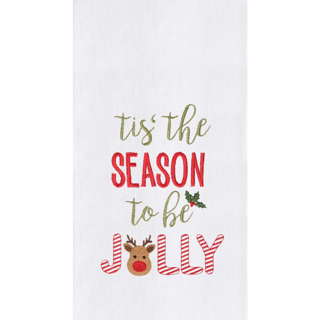 C & F Home C&f Home "tis The Season To Be Jolly" Sentiment With Red Nose Reindeer Cotton Flour Sack Kitchen Di In Multi