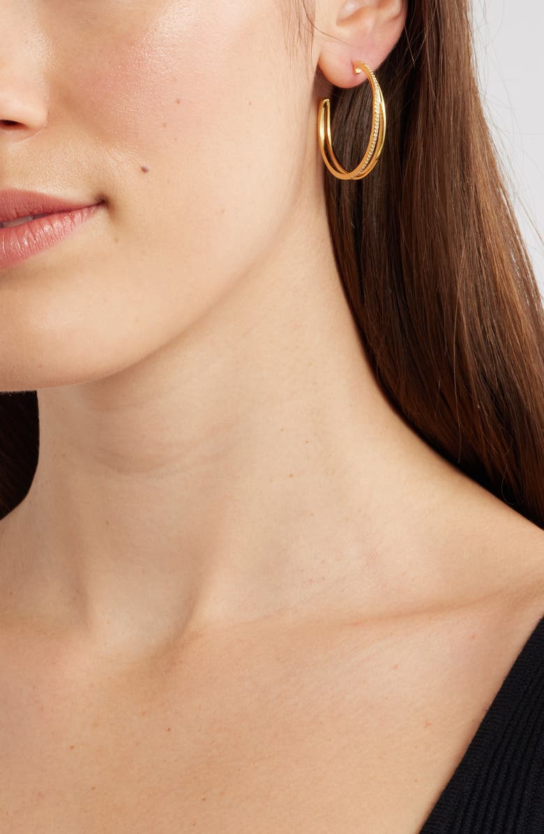 Nordstrom Cubic Zirconia Double Hoop Earrings, Alternate, color, 