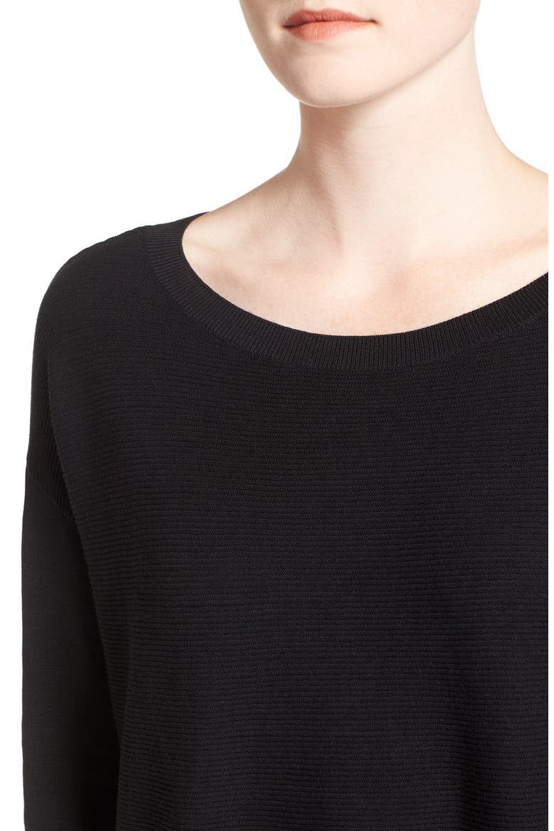 Corrugated Stitch Pullover, Alternate, color, BLACK