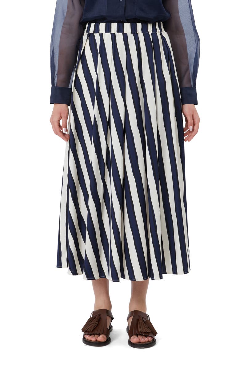 Weekend Max Mara Uomo Stripe Cotton Skirt, Main, color, Navy