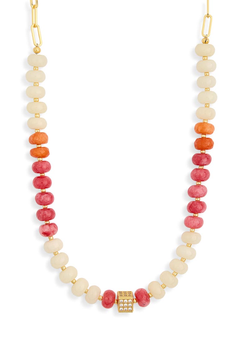 Calla Beaded Frontal Necklace, Main, color, GOLD