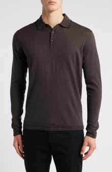 Robert Barakett Roman Long Sleeve Merino Wool Sweater Polo