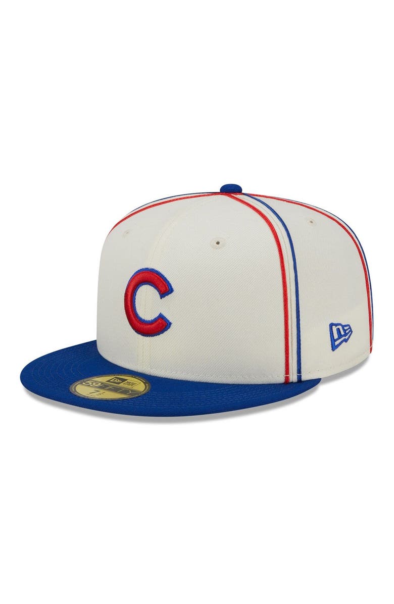 New Era Men's New Era Cream/Royal Chicago Cubs Chrome Sutash 59FIFTY Fitted Hat, Main, color, Cream