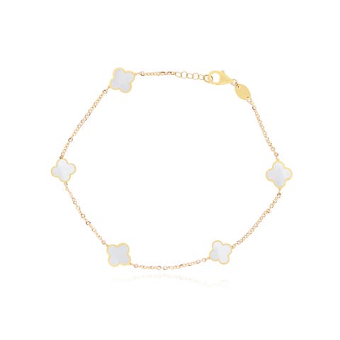 Mini Mother of Pearl Clover Bracelet