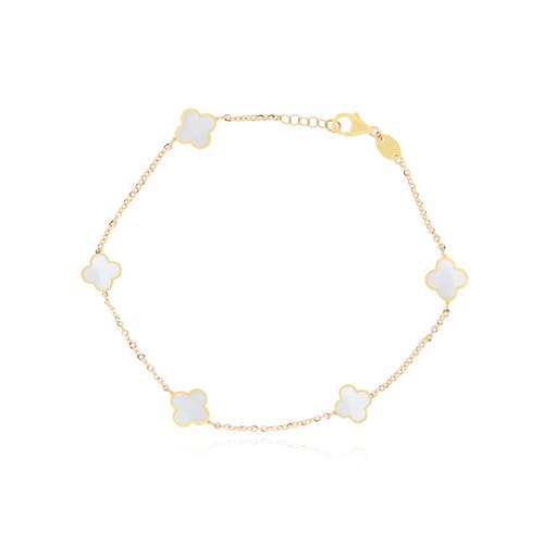 The Lovery Fine Jewelry Mini Mother Of Pearl Clover Bracelet In Silver