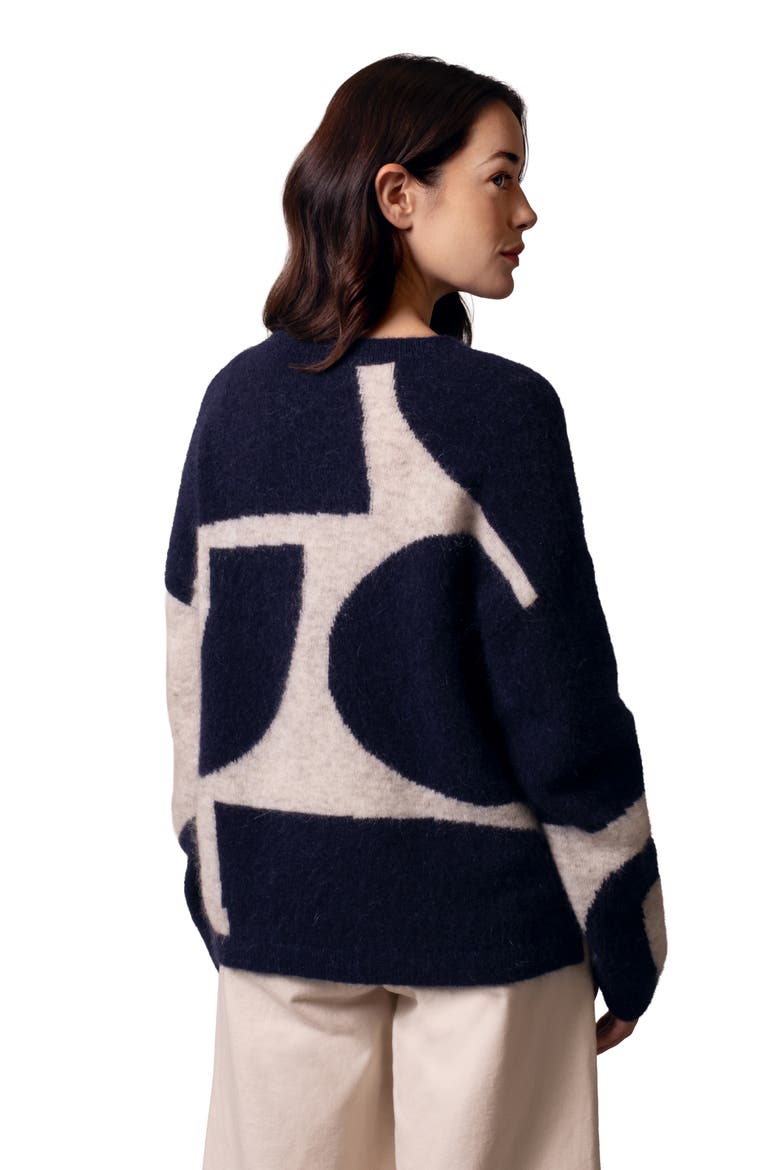 Abstract Geo Sweater, Alternate, color, Navy / Oatmeal