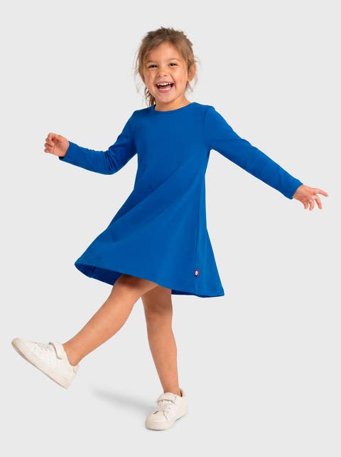 Girl's Soft 100% Cotton Baby Rib Long Sleeve Dress
