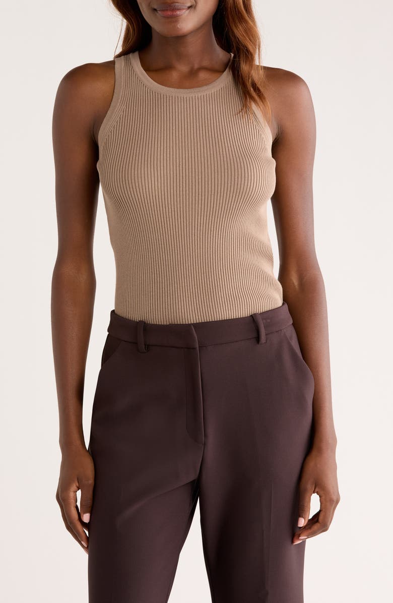 Max Mara Amburgo Cotton Rib Tank, Main, color, Beige