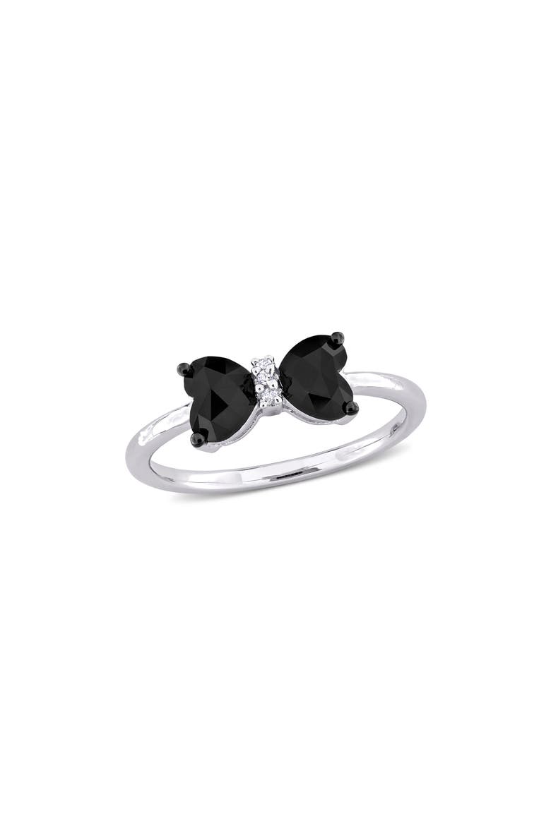 Black Diamond & White Diamond Bow Ring, Main, color, BLACK