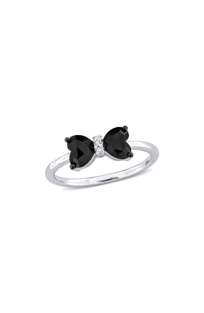 DELMAR Black Diamond & White Diamond Bow Ring, Main, color, Black