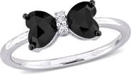 DELMAR Black Diamond & White Diamond Bow Ring