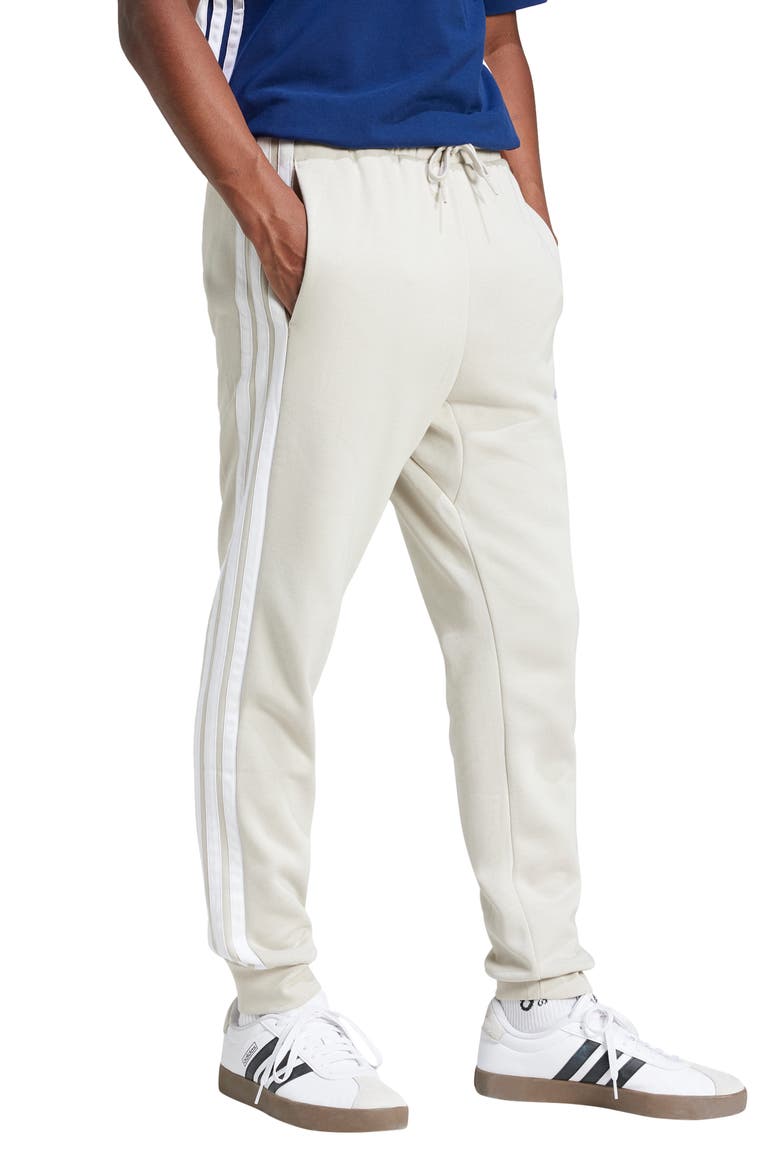 Essential 3-Stripes Fleece Joggers, Alternate, color, WONDER ALUMINA/WHITE