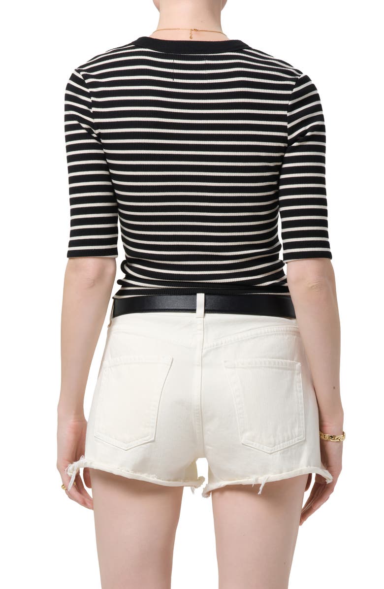 Citizens of Humanity Nali Stripe Cotton Blend Rib Henley Top, Alternate, color, Anthracite