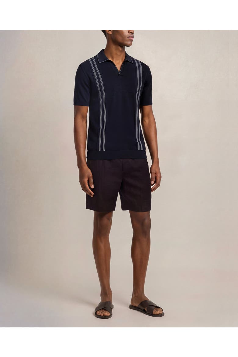 Horton Tailored Fit Silk Cotton Polo Shirt, Main, color, Night Iris/White Sand