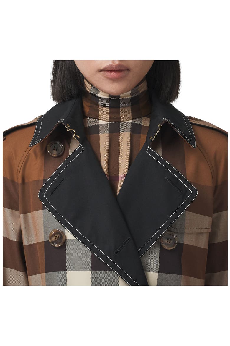 Check Waterloo Fit Double Breasted Trench Coat, Alternate, color, DARK BIRCH BROWN CHK