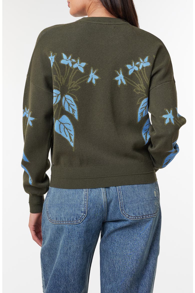 Floral Jacquard Sweatshirt, Alternate, color, CLASSIC GREEN