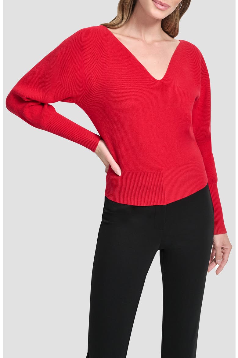 V-Neck Dolman Sleeve Sweater, Main, color, CITY CRIMSON
