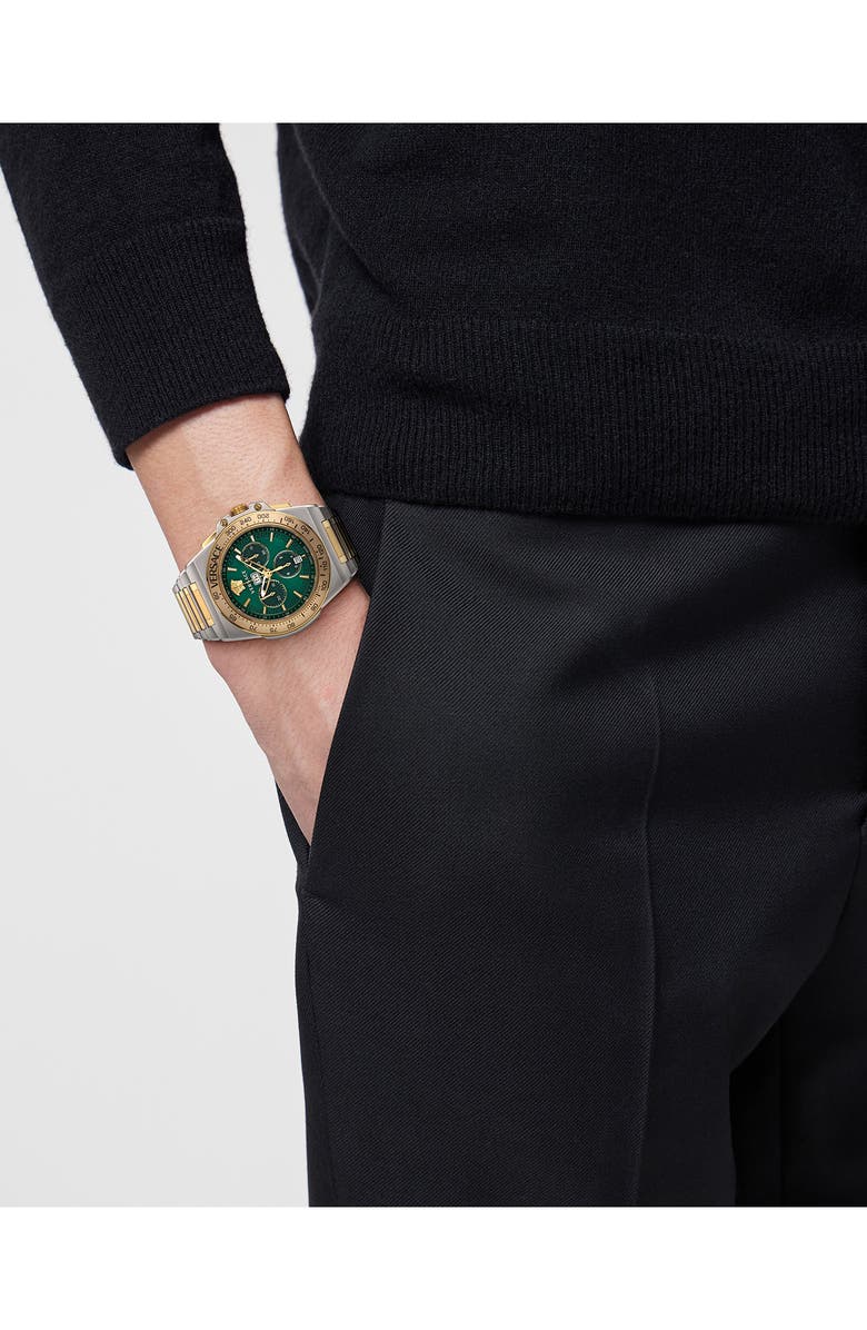 Versace Greca Extreme Bracelet Chronograph Watch, 45mm, Alternate, color, 