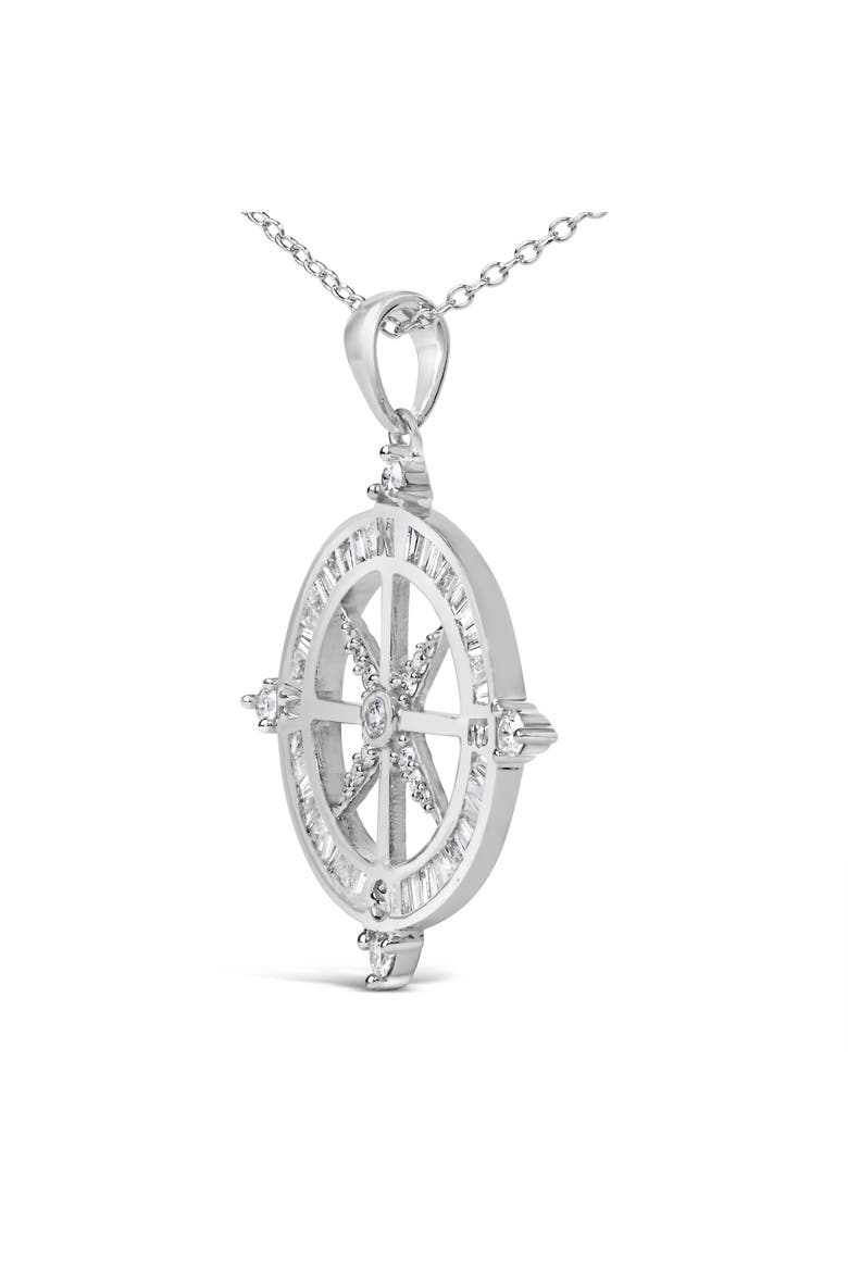 Sterling Silver 3/4 Cttw Diamond Compass Medallion Pendant Necklace, Alternate, color, Silver