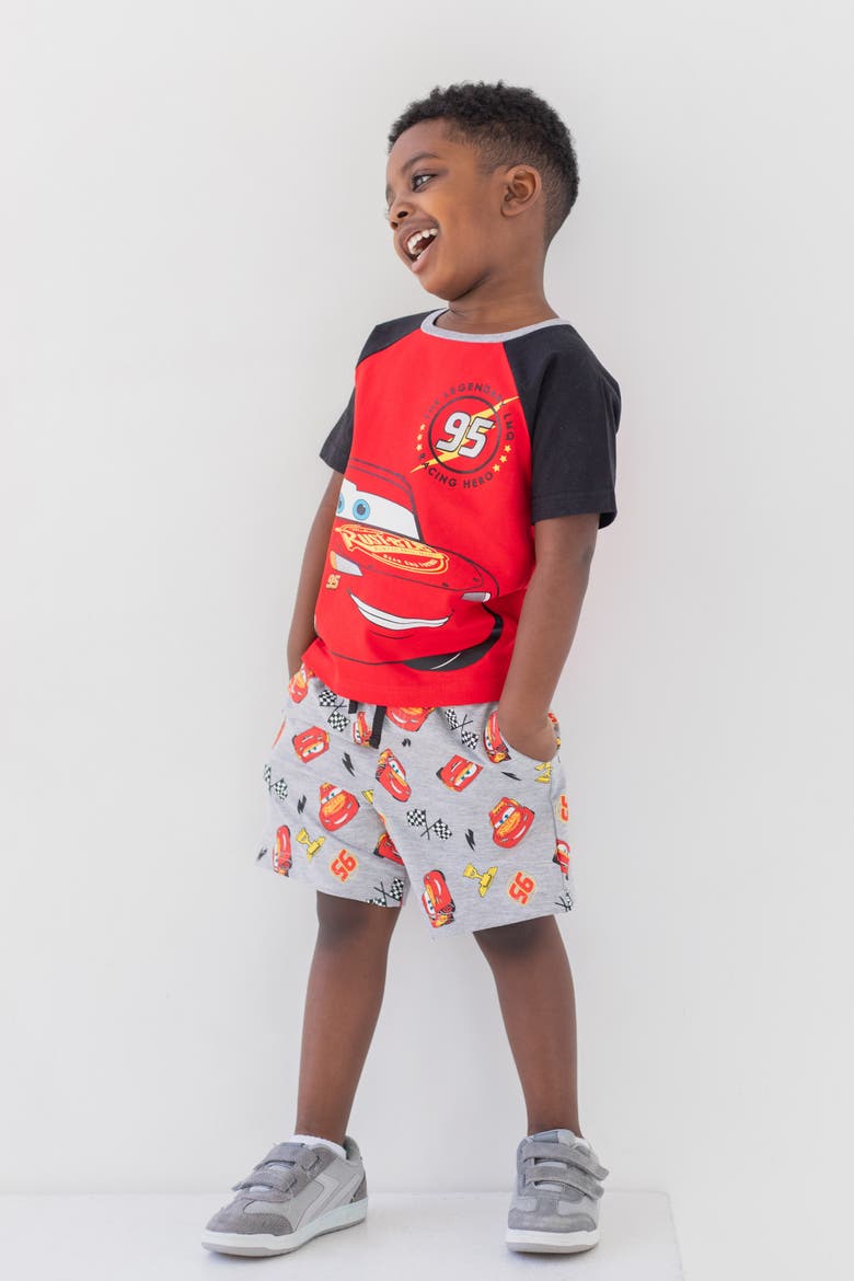 Cars Lightning McQueen T-Shirt and French Terry Shorts Set, Alternate, color, McQueen Red Grey