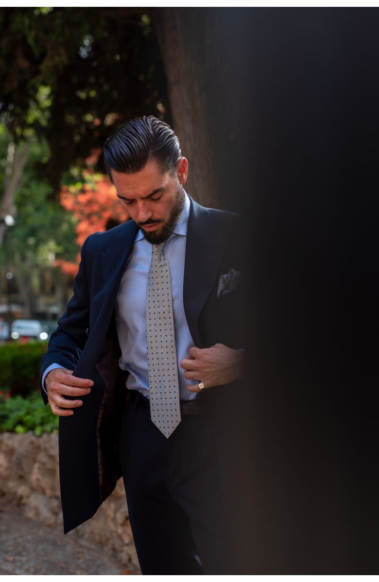 Elizabetta Tiburtina - Extra Long Silk Jacquard Tie for Men, Alternate, color, Silver Grey