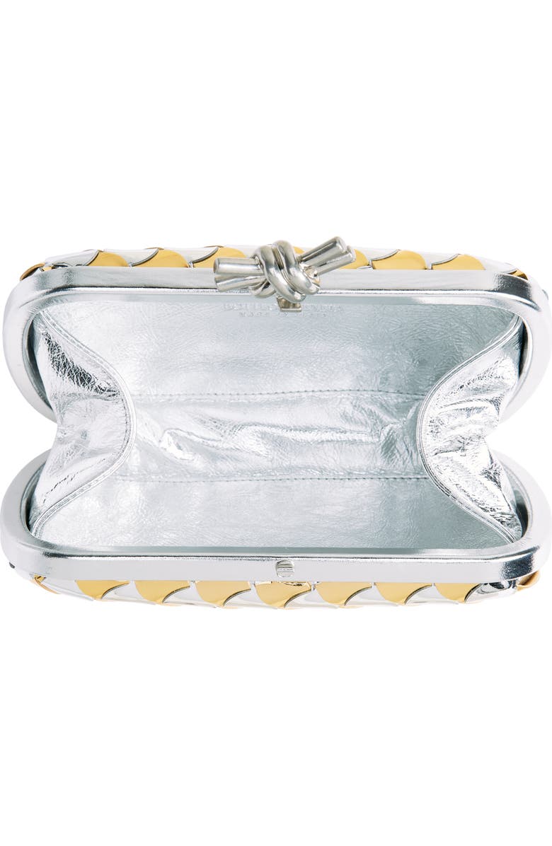 Bottega Veneta Knot Pavimento Metallic Leather Clutch, Alternate, color, Silver/ Gold