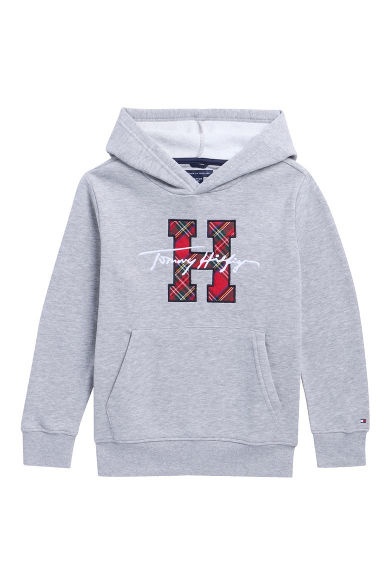 Kids' Plaid H Hoodie, Main, color, GREY HEATHER