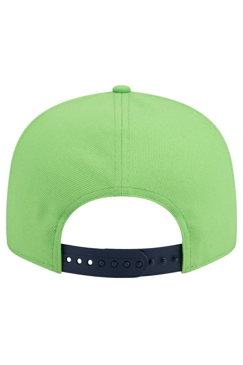 Men's New Era White/College Navy Seattle Seahawks Throwback Space 9FIFTY Snapback Hat, Alternate, color, White
