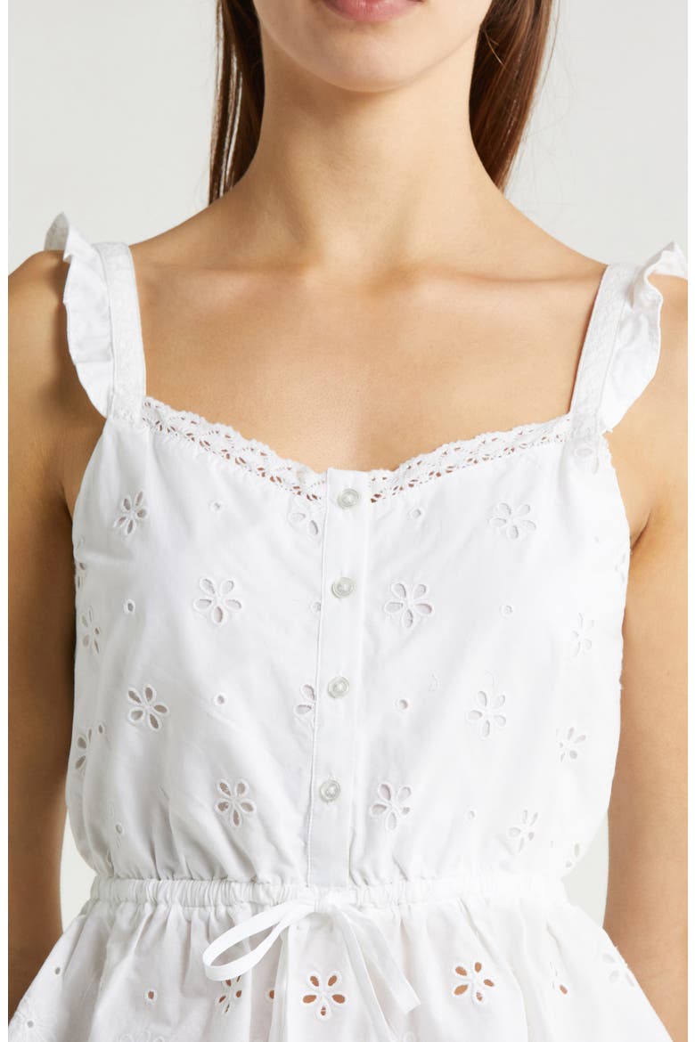 Eyelet Button-Up Crop Camisole, Alternate, color, WHITE