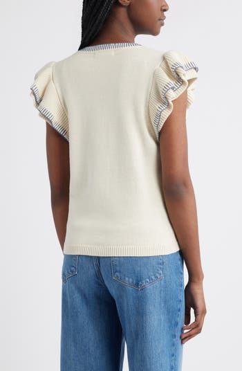 Flutter Sleeve Cotton Sweater