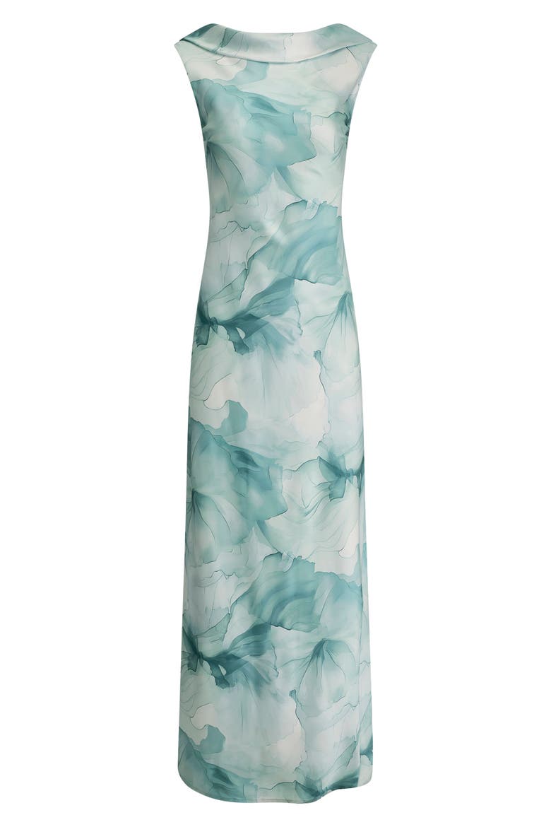 Floral Print Satin Gown, Alternate, color, WATRLILY M