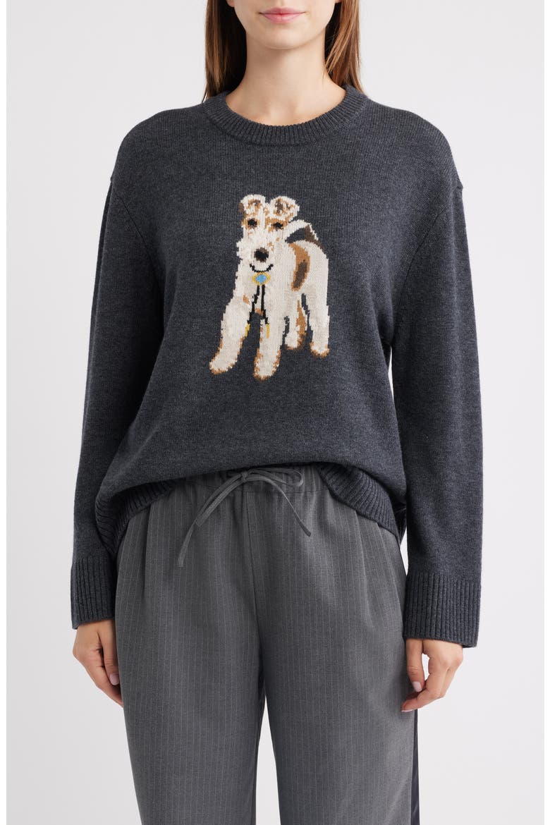 Terrier Merino Wool & Cashmere Sweater, Main, color, HEATHER GRAY