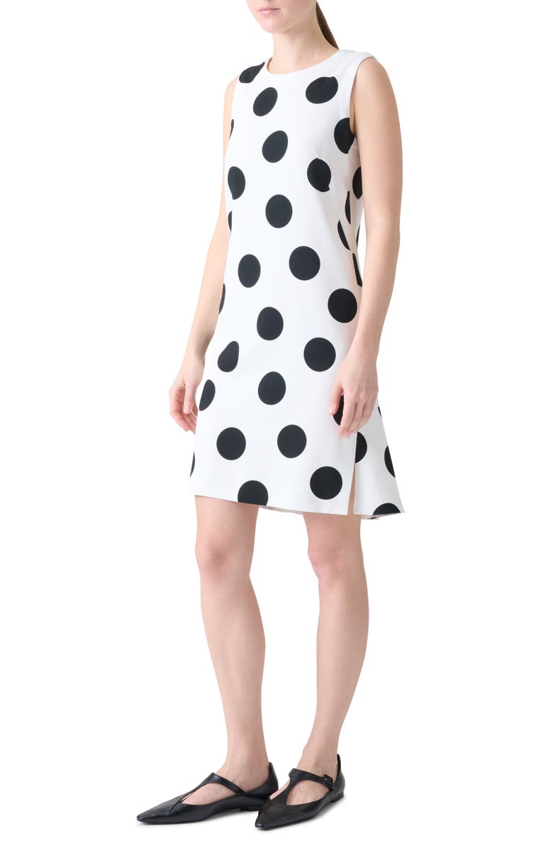 Akris punto Polka Dot Sleeveless Shift Dress, Alternate, color, Cream-Black