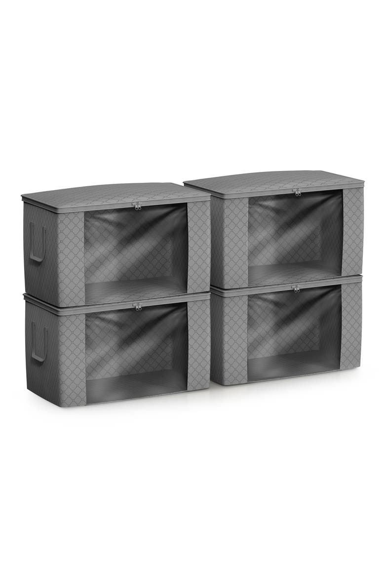 4-Pack Foldable Storage Bins, Main, color, GRAY