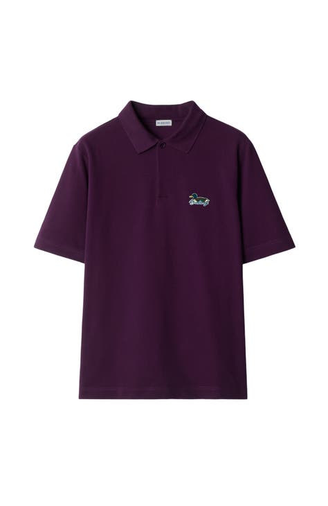 Burberry polo shirt mens purple on sale