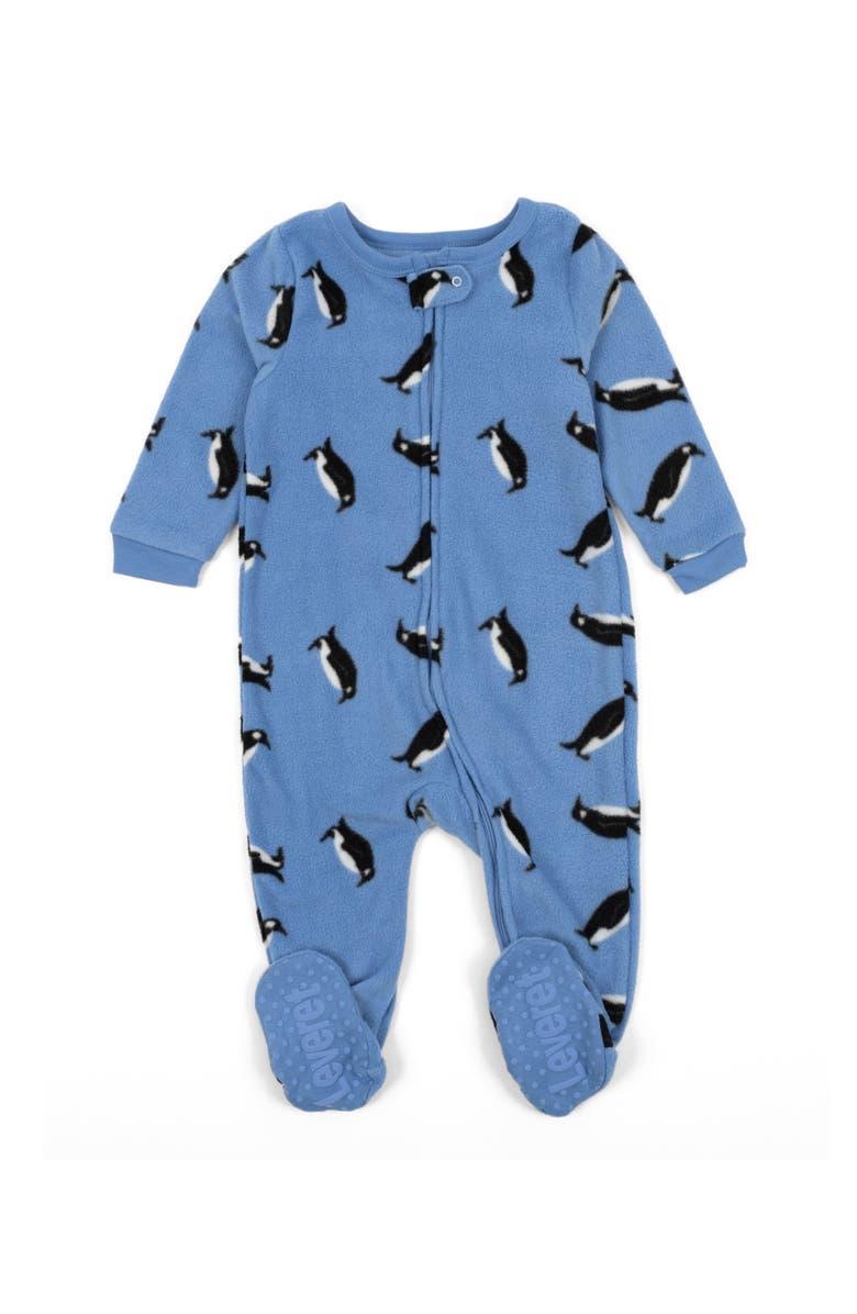 Leveret Footed Fleece Printed Matching Family Holiday Pajamas, Main, color, Penguin