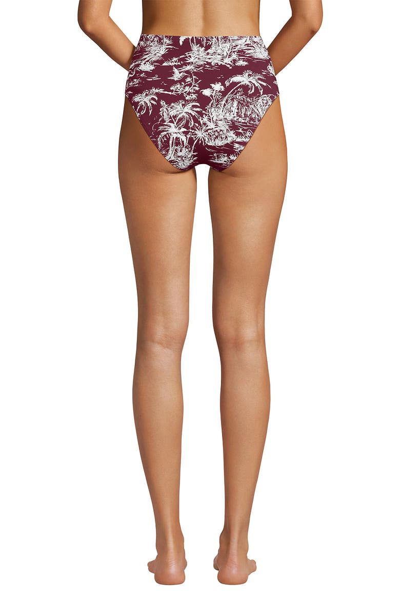 Cheeky High Waisted Bikini Bottoms, Alternate, color, Burgundy Island Scenic
